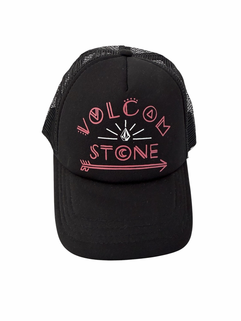 Volcom Black Trucker Hat with Pink Logo